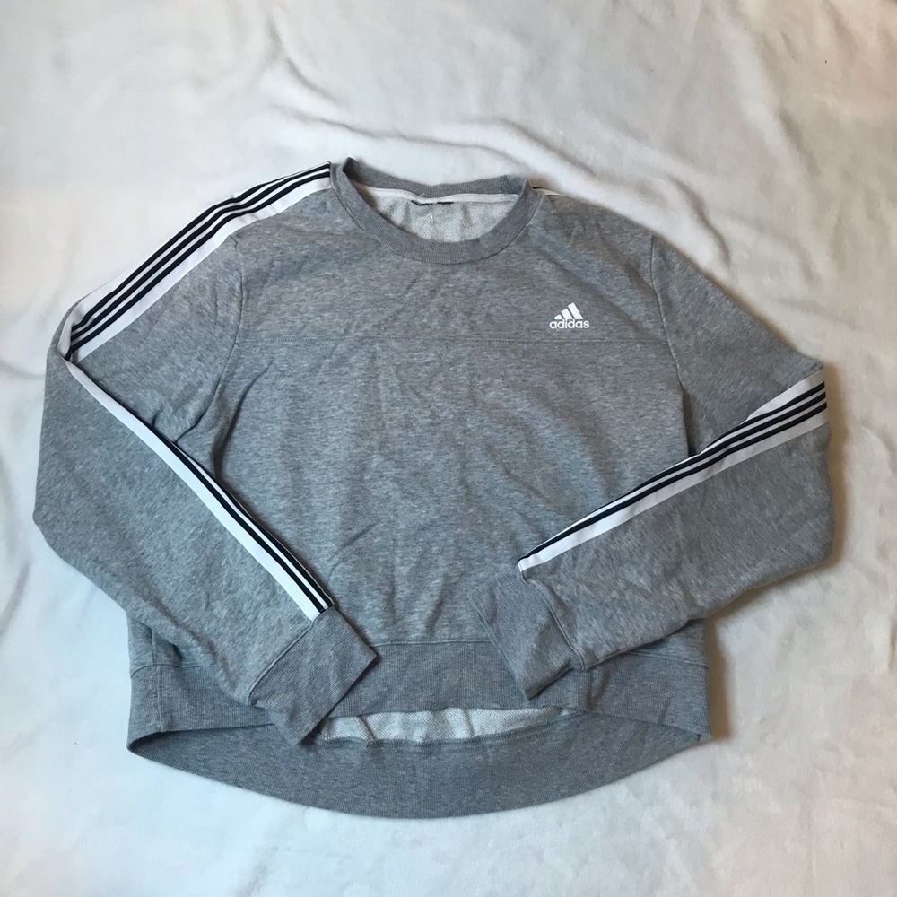 Grey Cropped Adidas Crewneck